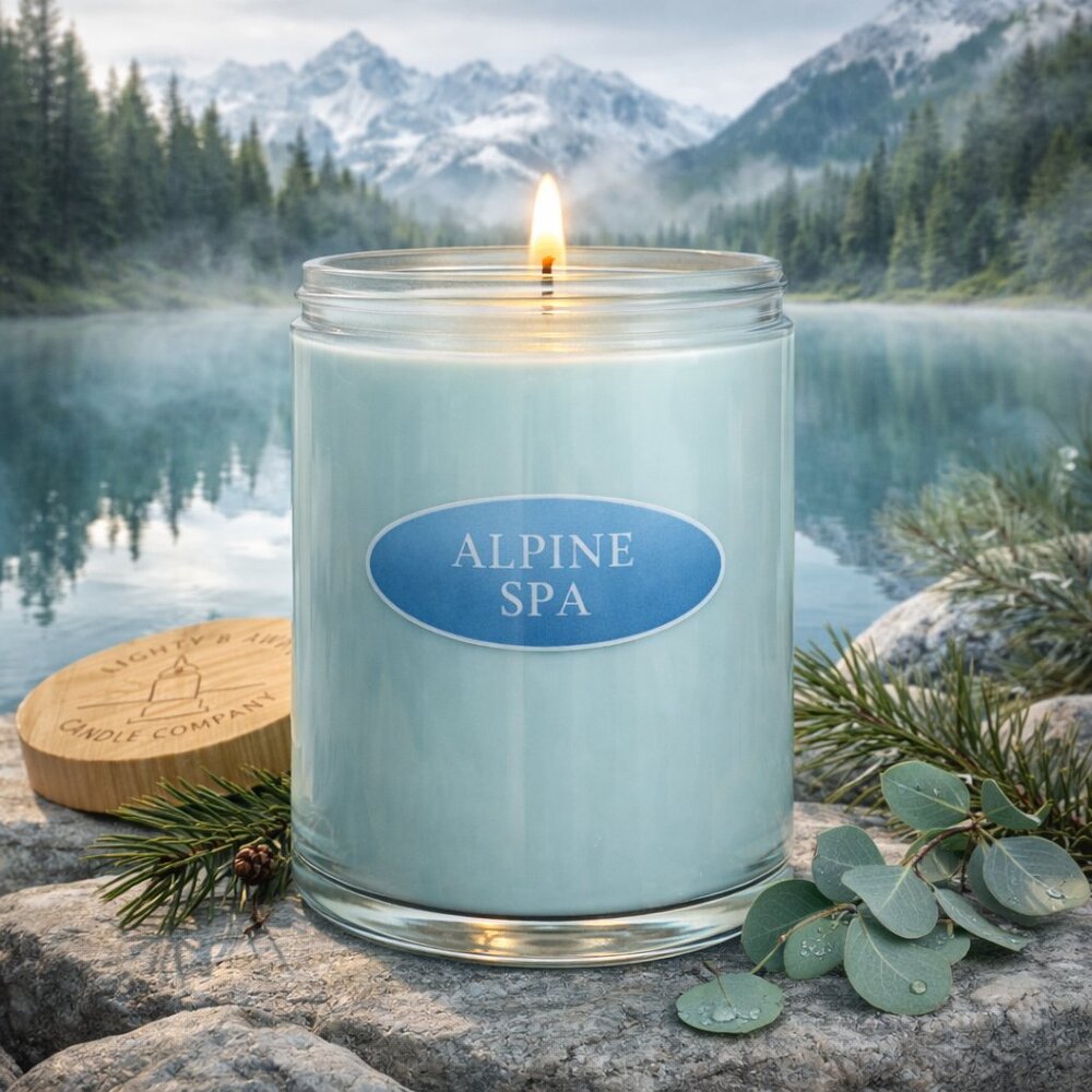 Alpine Spa Soy Candle – Fresh Mountain Scent – Hand Poured – 7 oz Light By Dawn